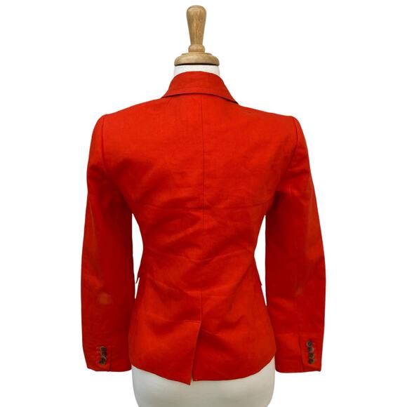 J. Crew Schoolboy Linen Blend Blazer Sz 6 Orange Lined Academia Careerwear - Picture 6 of 16